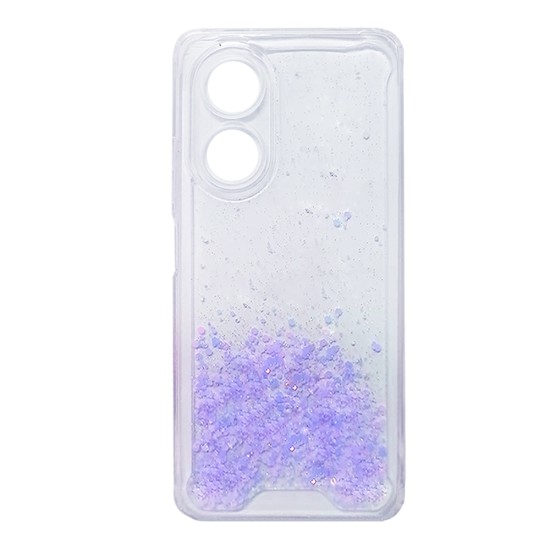 Capa de Silicone Dura com Glitter para Oppo A58 4g Roxo